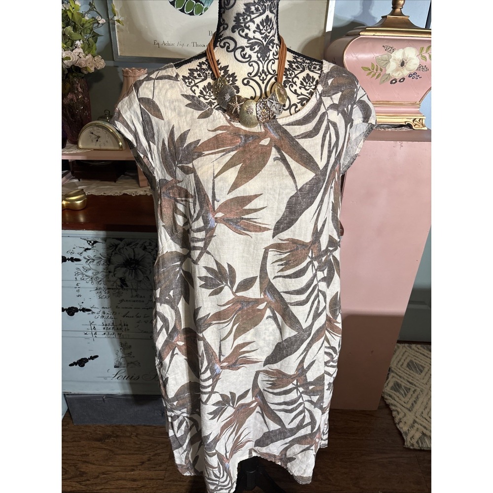 Lungo L'Arno Womens‎ Size 1X Dress Knee Length Linen Multicolor Floral